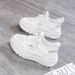 Daddy Shoes Women's Shoes Thick-soled Breathable Single Mesh Casual Sports White Shoes_vogvips.com