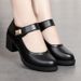 Women's Comfortable Slip-On Loafers With Chunky Heel – Breathable PU Work Shoes For Spring & Summer, Soft Rubber Sole Casual Shoes In Black_vogvips.com