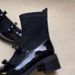 2025 New Square Toe Retro Bow Elastic Slim Patchwork Mary Jane Sock Slimming Chunky Heel Short Boots For Women_vogvips.com