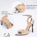 In-stock Cross-border European And American Women's Round-toe Printed Knotted Strap Stiletto Sandals Party High Heels_vogvips.com