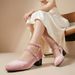 Women's 2026 Spring Autumn Fashion Pumps, Chunky Heel Square Toe Double-Buckle Office Shoes, Plus Size 34-48, Comfortable & Elegant_vogvips.com