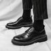Euro Step 2025 Spring New Round Toe Korean Style Brogue Leather Youth Work Color-Block Men's Shoes_vogvips.com