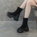 Black Elastic 2025 Spring New Style Hidden Shoes Breathable High Heel Ankle Slim Women's Sock Boots_vogvips.com
