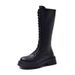 Retro Thick Sole Side Zipper Riding Boots High Boots Autumn New Style plus Size British Style for Women_vogvips.com