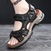 Brand Summer Men's Genuine Leather Slippers Gladiator Men Beach Sandals Soft Comfortable Outdoors Wading Shoes 38-46_vogvips.com