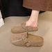 Trendy Chunky-Heel Mule Sandals – Punk-Inspired With Metal Buckle (Khaki, Dark Brown, Yellow, Pink, Sizes 35-40)_vogvips.com