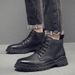 European Warm Series New 2021 Autumn Winter British Korean Style Martin Men's Mid-top Casual Genuine Leather Versatile Black Work Boots_vogvips.com