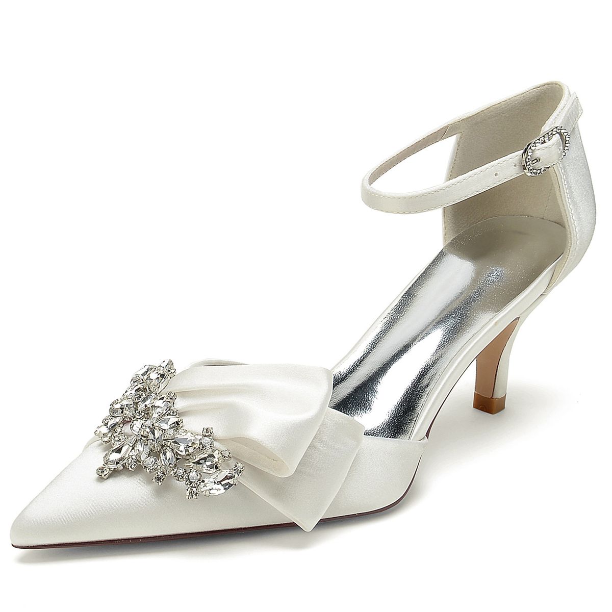 Mid To Low Heel Pointed Toe Hollow Rhinestone Wedding Shoes Style_vogvips.com