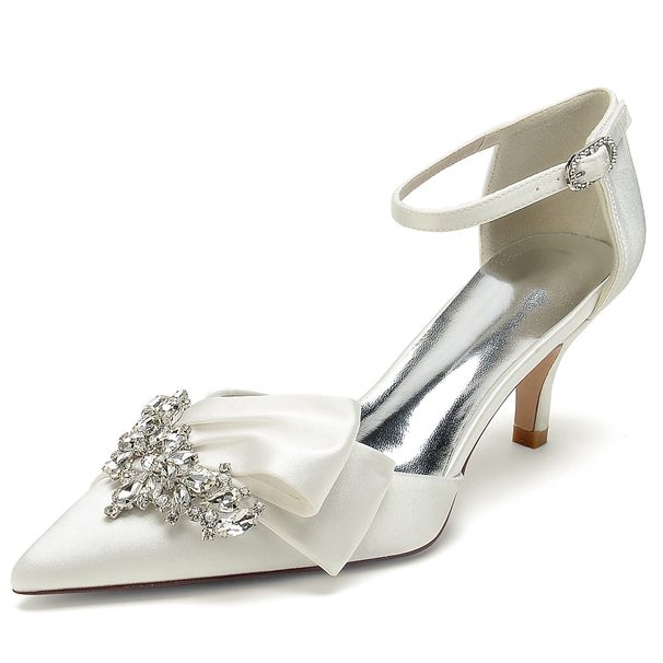 Mid To Low Heel Pointed Toe Hollow Rhinestone Wedding Shoes Style_vogvips.com
