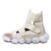 Men's Shoes Air Cushion Men's Summer Fashion Popcorn Sandals Breathable Hollow Leather Shoe Cover High Top Soft Sole Roman Sandals_vogvips.com