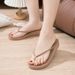Rhinestone Flip-flops Beach Shoes Slippers Women's Summer Fashion Outwear Seaside Thick Sole Wedge Heel Flip-flops_vogvips.com
