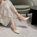 Women's Pointed Toe Low Cut Backless Sandals Patent Leather Nude High Heels Plus Size 43 New Style_vogvips.com