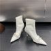 Women's High Heeled Ankle Boots Rhinestone Style Fleece Lined Slim Fitting White Pointed Toe Spring Autumn_vogvips.com