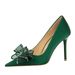 3265-H38 Banquet Light Luxury High Heels Women's Thin Heels, Shallow Mouth, Pointed Mesh Lace Bow Single Shoes_vogvips.com