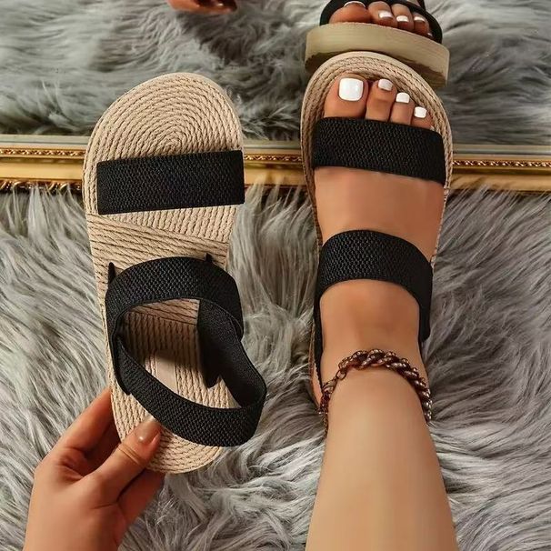 Boho Platform Espadrille Sandals For Women, Comfortable Double Strap Summer Casual Beach Shoes_vogvips.com