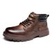 European Warm Series Autumn Winter New Martin Men Genuine Leather British Style High-top Cotton Height-increasing Fleece-lined Warm Short_vogvips.com