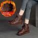 Shanghai Jie Zou Winter New Flat High-top Cotton Solid Color Retro Martin Roman Style Women's Leather Short Boots_vogvips.com