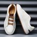 Men's Genuine Leather High-End Thick-Soled White Sneakers Autumn Trendy Versatile Slip-On Lazy Casual Shoes_vogvips.com