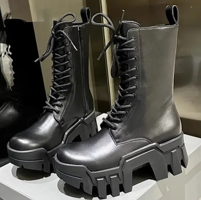 Designer Chunky High Heel Platform Ankle Men Increasing All Match Caual Punk Style Motorcycle Boots Male Large Size_vogvips.com