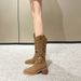 Embroidered Western Cowboy Chunky Heel V-Cut Hole Knight Various Sizes Breathable Women's Boots 41-43 Plus Size_vogvips.com