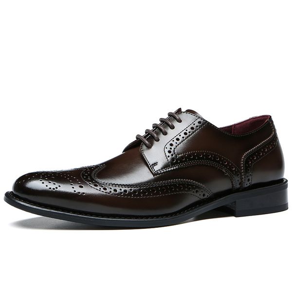 Elegant Genuine Leather Brogue Oxford Shoes For Men | Big & Tall Formal Dress Shoes | Classic Wingtip Design For Wedding & Business Attire_vogvips.com