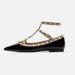 2026 Autumn Rivet New Pointed Toe Genuine Leather Lace-Up Heels Studded Shallow Mouth Socialite Flat Shoes For Wome_vogvips.com