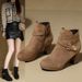 Women's High Heeled Fashion Boots Size 34 Belt Buckle Chunky Heel Suede Martin Boots Winter New_vogvips.com