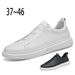 Large Size Cowhide Board Shoes Men's European Station Elastic Free Shoelaces White Shoes Casual Loafers Men's Shoes_vogvips.com