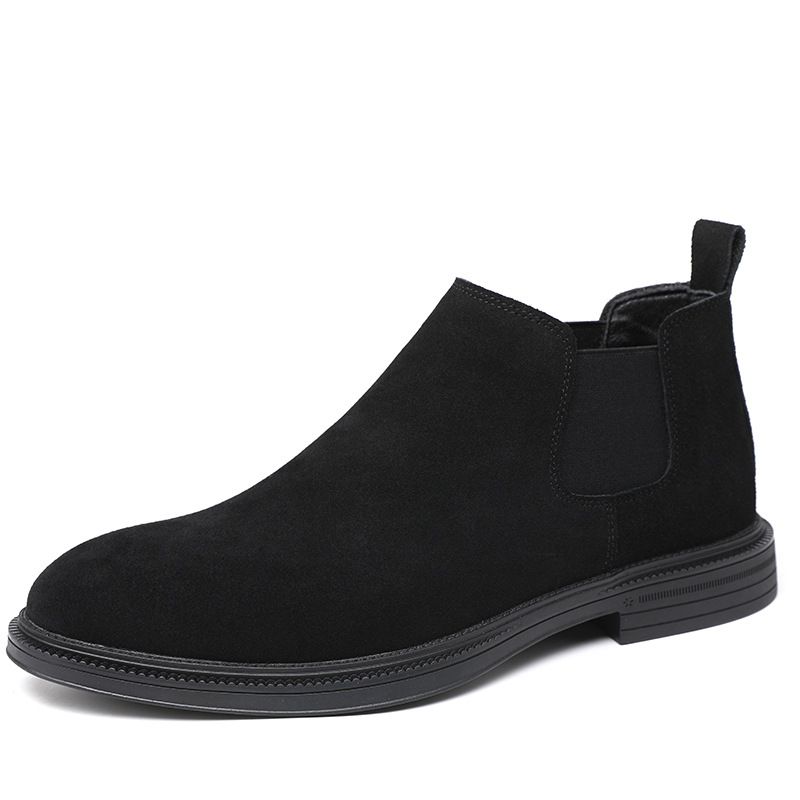 Euro Step 2025 New Brogue Ankle Trendy British Leather Shoes Slip-On Versatile Korean Style Boots For Men_vogvips.com