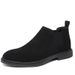 Euro Step 2025 New Brogue Ankle Trendy British Leather Shoes Slip-On Versatile Korean Style Boots For Men_vogvips.com