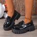 New Shoes Women's Smooth Uniform Lace-up Platform Leather Shoes_vogvips.com