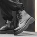 Retro Thick-soled Heightened Medium-help Tooling Boots, Fleece Lace-up Martin Boots_vogvips.com