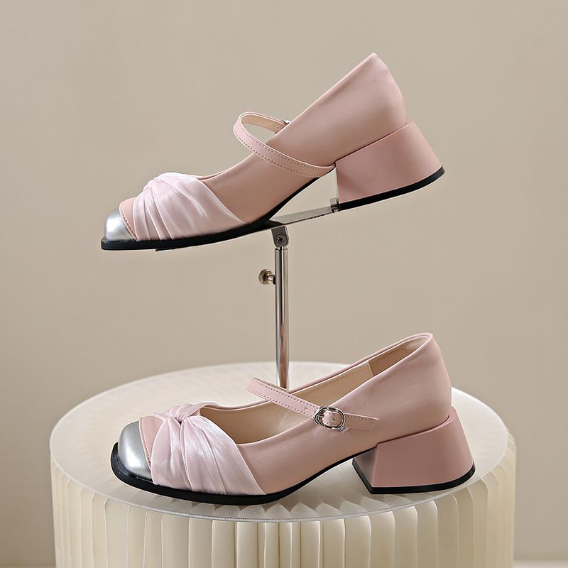 Fairy Style Single Shoes Female Super Fire Versatile Temperament Thick Heel With Skirt One Word With Single Shoes_vogvips.com
