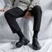 Euro Step 2025 Autumn Winter New Men's Pointed Casual Low-top Thick-soled Business Brogue Rubber Black Leather Shoes 1377-R_vogvips.com
