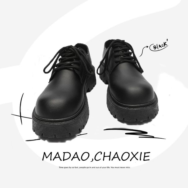 ShoeVault Spring Men's Leather Shoes Casual Big Toe Derby Hong Kong Suit Youth Hairstylist Wide Foot British Style Thick Sole_vogvips.com