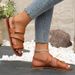 Tong Fashion Selling Large Size Fish Mouth Cross Round Toe Flat Bottom Ring Buckle European And American New Style_vogvips.com