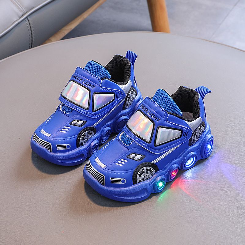Children's Cartoon Light-Up Sneakers 2026 Autumn Boys' Car Running Baby Casual Versatile Walking Shoes Trendy_vogvips.com