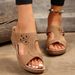 2024 Summer New Women's Sandals, Large Size, European And American Style, Thick-Soled Floral Wedge Sandals For Women_vogvips.com