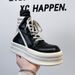 Autumn Winter New Fashion Trend Short Boots High Top Inverted Triangle Black White Unique Thick Sole Increase 98799-A_vogvips.com