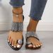 Rhinestone Clip Toe Fashion All-in-one Wear Beach Flat Women Sandals Slippers_vogvips.com