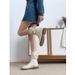 Gravity Is Popular This Year With Martin Thick Heels, Pleated Round Toe, Mid Top Boots, Beige British Style Short Boots_vogvips.com