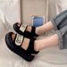 Women's Shoes Casual Large Size Sandals Slippers Daddy Sole Student Shoes Black_vogvips.com