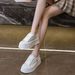 Women's Thick-Soled White Sneakers For Spring Summer, Fashionable Versatile, With A High-End Feel, New-Style Canvas_vogvips.com