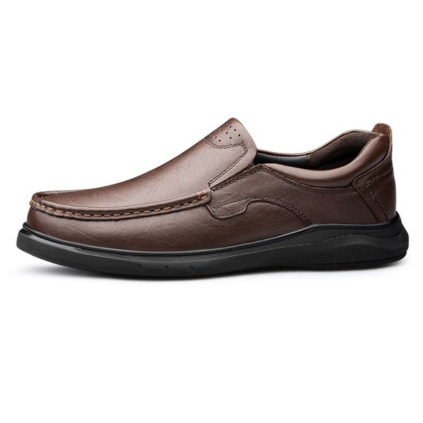 Men's Shoes Soft-sided Leather Beanie Shoes Lazy Rubber Soles Men's Casual Leather Shoes_vogvips.com