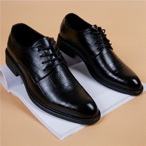 Leather Breathable Korean Style British Black Trendy Casual Business Formal High-end New Pointed Toe Men's Shoes_vogvips.com