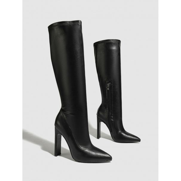 Elegant Pointed-Toe Knee-High Boots For Women – Chic Stiletto Heel Riding Boots With Side Zipper, Slim Fit Design For Stylish Outfits (Black/Brown)_vogvips.com
