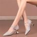 2026 Spring New Elegant Women's Low-Heel Shoes With Sparkling Rhinestone Bow, Mid-Heel Single Shoes, Fashionable_vogvips.com