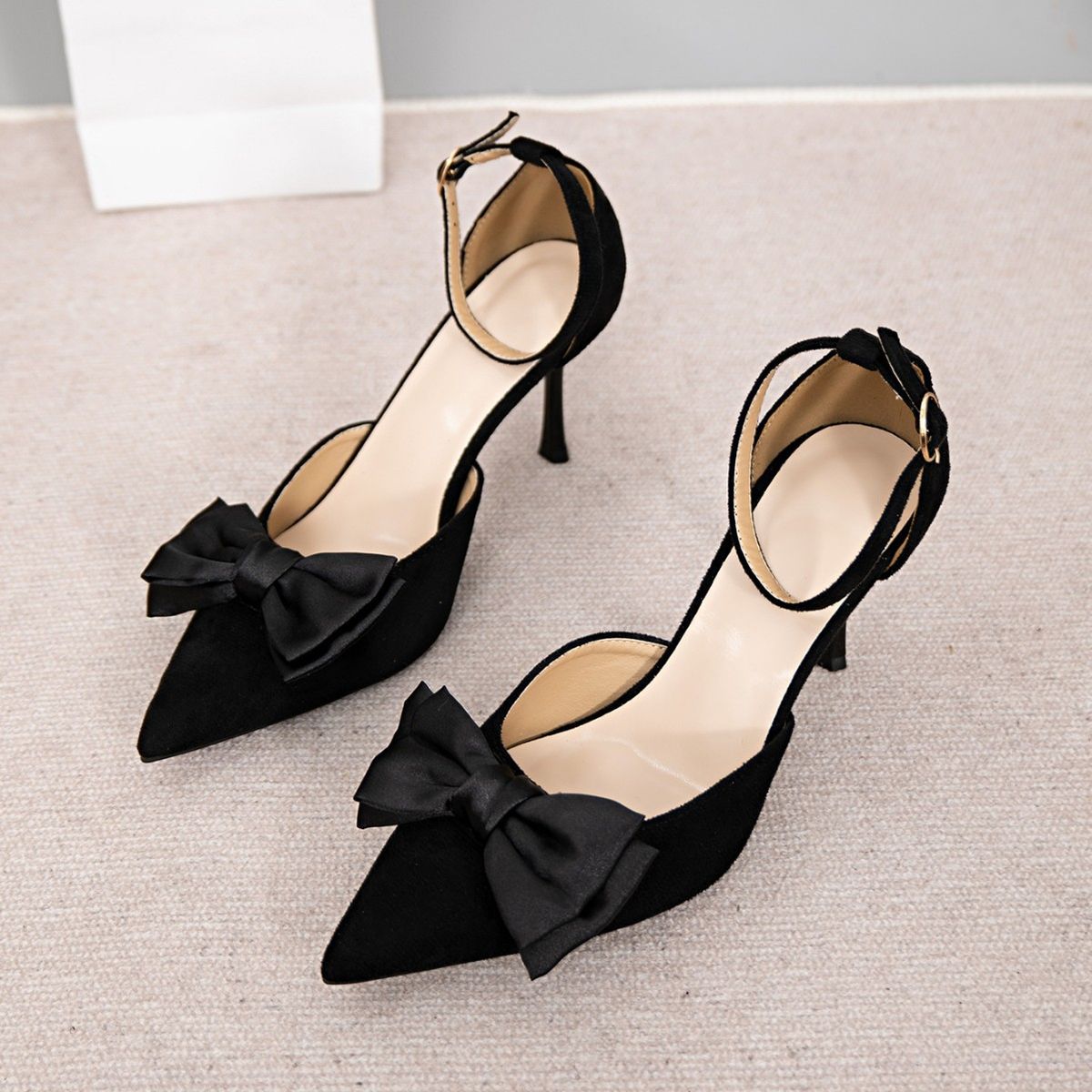 2026 Summer New Thin Heel Single With One-Strap Buckle, Hollow Pointed Toe High Heels, Fashion Bowknot Women's Shoes_vogvips.com