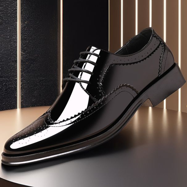 Euro Step Spring New Brogue Carved Patent Shiny British Style Large Size Leather Photo Studio Performance Groom Shoes_vogvips.com