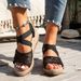 Women's High Heeled Wedge Sandals One Strap Style Trendy Roman Fairy Espadrilles Summer Footwear_vogvips.com